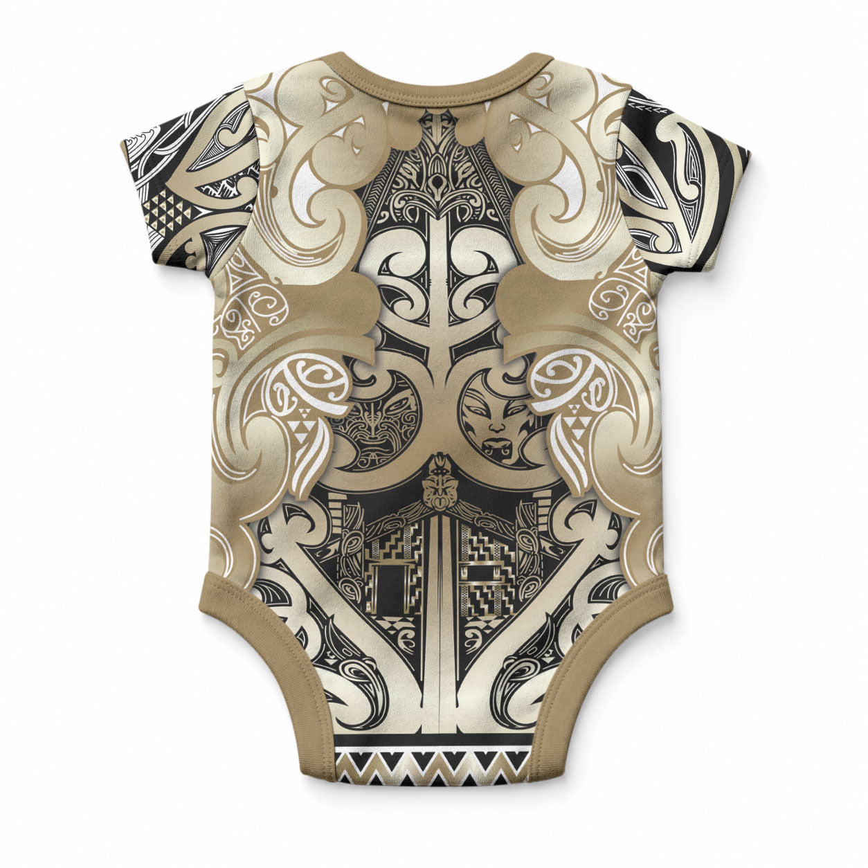 Aotearoa Iwi Waikato Tainui Baby Onesie Maori Wharenui House Tribal Pattern