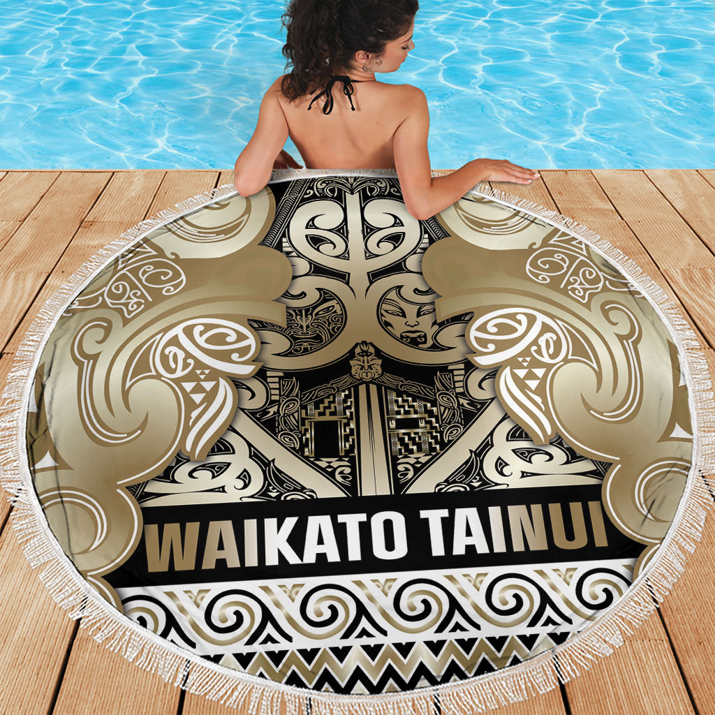 Aotearoa Iwi Waikato Tainui Beach Blanket Maori Wharenui House Tribal Pattern