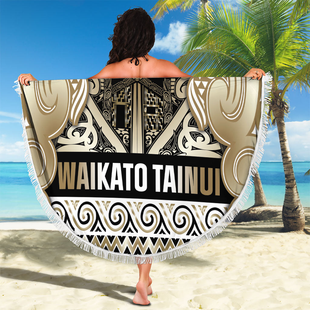 Aotearoa Iwi Waikato Tainui Beach Blanket Maori Wharenui House Tribal Pattern
