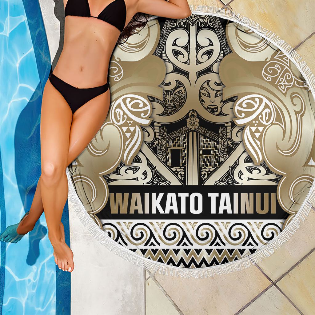 Aotearoa Iwi Waikato Tainui Beach Blanket Maori Wharenui House Tribal Pattern