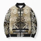 Aotearoa Iwi Waikato Tainui Bomber Puffer Jacket Maori Wharenui House Tribal Pattern