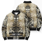 Aotearoa Iwi Waikato Tainui Bomber Puffer Jacket Maori Wharenui House Tribal Pattern
