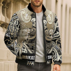 Aotearoa Iwi Waikato Tainui Bomber Puffer Jacket Maori Wharenui House Tribal Pattern