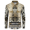 Aotearoa Iwi Waikato Tainui Button Sweatshirt Maori Wharenui House Tribal Pattern