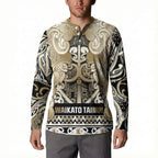Aotearoa Iwi Waikato Tainui Button Sweatshirt Maori Wharenui House Tribal Pattern