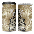 Aotearoa Iwi Waikato Tainui 4 in 1 Can Cooler Tumbler Maori Wharenui House Tribal Pattern