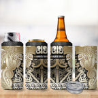 Aotearoa Iwi Waikato Tainui 4 in 1 Can Cooler Tumbler Maori Wharenui House Tribal Pattern