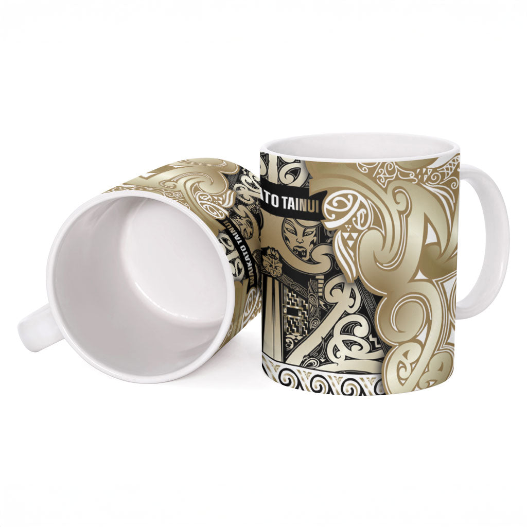 Aotearoa Iwi Waikato Tainui Ceramic Mug Maori Wharenui House Tribal Pattern
