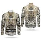 Aotearoa Iwi Waikato Tainui Couples Matching Long Sleeve Bodycon Dress and Long Sleeve Button Shirt Maori Wharenui House Tribal Pattern