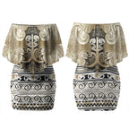 Aotearoa Iwi Waikato Tainui Couples Matching Off Shoulder Short Dress and Hawaiian Shirt Maori Wharenui House Tribal Pattern