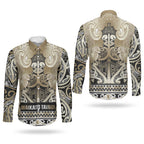 Aotearoa Iwi Waikato Tainui Couples Matching Short Sleeve Bodycon Dress and Long Sleeve Button Shirt Maori Wharenui House Tribal Pattern