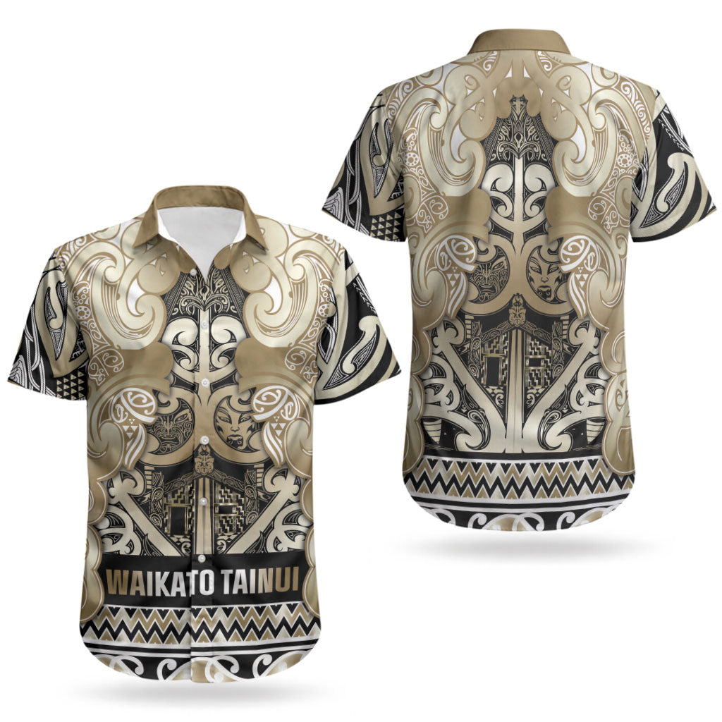 Aotearoa Iwi Waikato Tainui Couples Matching Summer Maxi Dress and Hawaiian Shirt Maori Wharenui House Tribal Pattern
