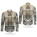 Aotearoa Iwi Waikato Tainui Couples Matching Summer Maxi Dress and Long Sleeve Button Shirt Maori Wharenui House Tribal Pattern
