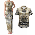 Aotearoa Iwi Waikato Tainui Couples Matching Tank Maxi Dress and Hawaiian Shirt Maori Wharenui House Tribal Pattern