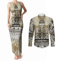 Aotearoa Iwi Waikato Tainui Couples Matching Tank Maxi Dress and Long Sleeve Button Shirt Maori Wharenui House Tribal Pattern
