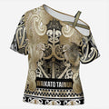 Aotearoa Iwi Waikato Tainui Cross Shoulder Shirt Maori Wharenui House Tribal Pattern