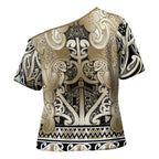 Aotearoa Iwi Waikato Tainui Cross Shoulder Shirt Maori Wharenui House Tribal Pattern