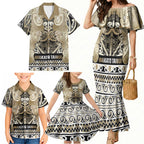 Aotearoa Iwi Waikato Tainui Family Matching Mermaid Dress and Hawaiian Shirt Maori Wharenui House Tribal Pattern