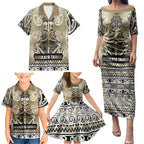 Aotearoa Iwi Waikato Tainui Family Matching Puletasi and Hawaiian Shirt Maori Wharenui House Tribal Pattern