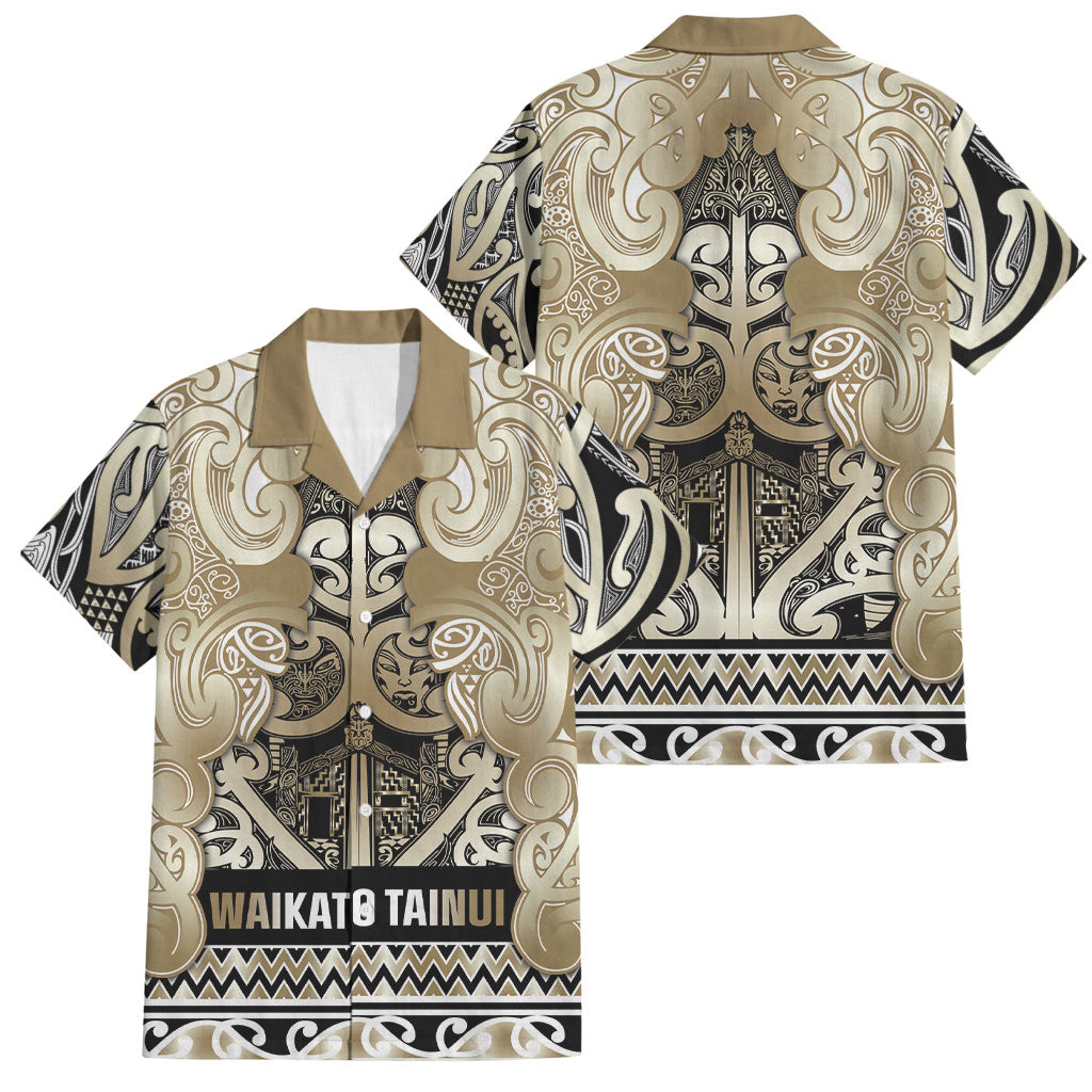 Aotearoa Iwi Waikato Tainui Family Matching Puletasi and Hawaiian Shirt Maori Wharenui House Tribal Pattern