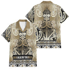 Aotearoa Iwi Waikato Tainui Family Matching Short Sleeve Bodycon Dress and Hawaiian Shirt Maori Wharenui House Tribal Pattern