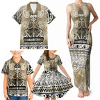 Aotearoa Iwi Waikato Tainui Family Matching Tank Maxi Dress and Hawaiian Shirt Maori Wharenui House Tribal Pattern