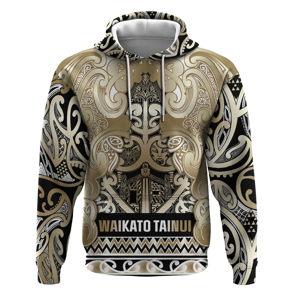 Aotearoa Iwi Waikato Tainui Hoodie Maori Wharenui House Tribal Pattern