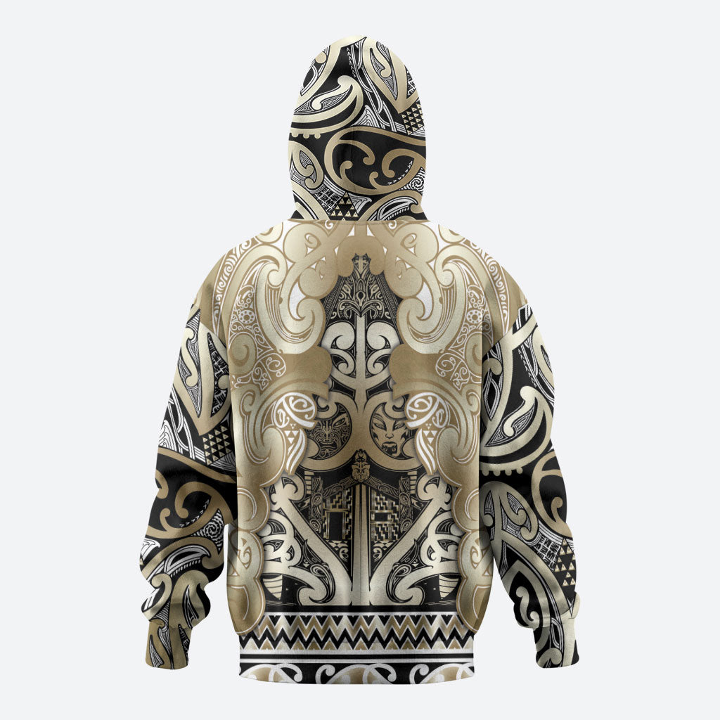 Aotearoa Iwi Waikato Tainui Hoodie Maori Wharenui House Tribal Pattern