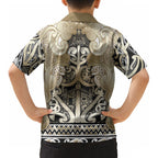 Aotearoa Iwi Waikato Tainui Kid Hawaiian Shirt Maori Wharenui House Tribal Pattern