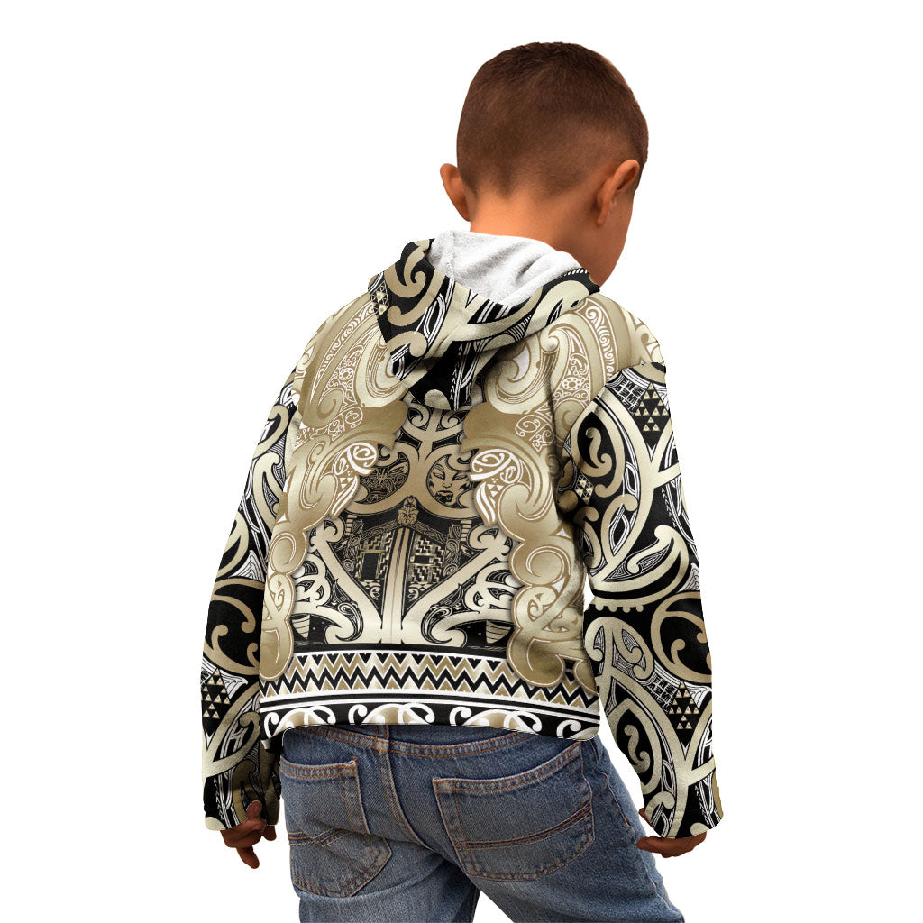 Aotearoa Iwi Waikato Tainui Kid Hoodie Maori Wharenui House Tribal Pattern