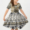 Aotearoa Iwi Waikato Tainui Kid Short Sleeve Dress Maori Wharenui House Tribal Pattern