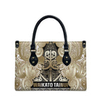Aotearoa Iwi Waikato Tainui Leather Bag Maori Wharenui House Tribal Pattern