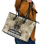 Aotearoa Iwi Waikato Tainui Leather Tote Bag Maori Wharenui House Tribal Pattern