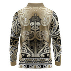 Aotearoa Iwi Waikato Tainui Long Sleeve Polo Shirt Maori Wharenui House Tribal Pattern