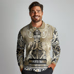 Aotearoa Iwi Waikato Tainui Long Sleeve Polo Shirt Maori Wharenui House Tribal Pattern