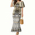 Aotearoa Iwi Waikato Tainui Mermaid Dress Maori Wharenui House Tribal Pattern