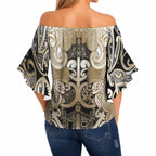 Aotearoa Iwi Waikato Tainui Off Shoulder Wrap Waist Top Maori Wharenui House Tribal Pattern