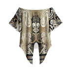 Aotearoa Iwi Waikato Tainui Off Shoulder Wrap Waist Top Maori Wharenui House Tribal Pattern