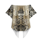 Aotearoa Iwi Waikato Tainui Off Shoulder Wrap Waist Top Maori Wharenui House Tribal Pattern