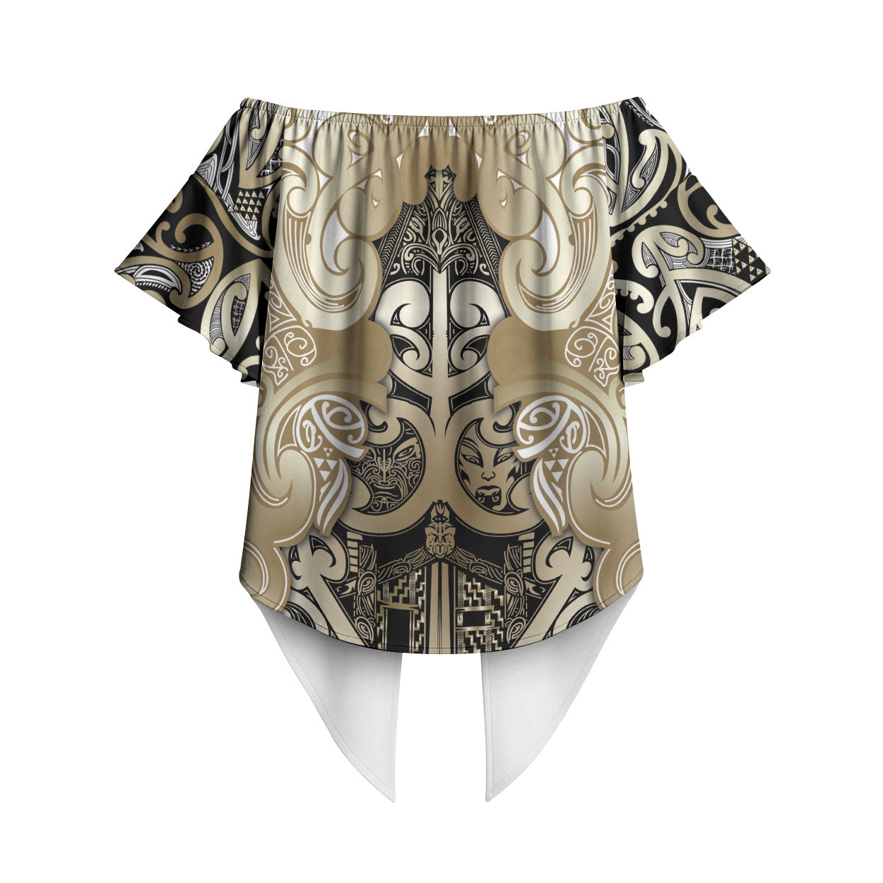 Aotearoa Iwi Waikato Tainui Off Shoulder Wrap Waist Top Maori Wharenui House Tribal Pattern