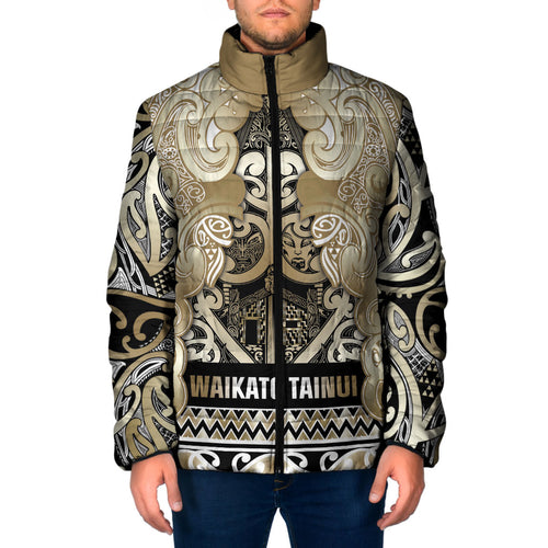 Aotearoa Iwi Waikato Tainui Padded Jacket Maori Wharenui House Tribal Pattern