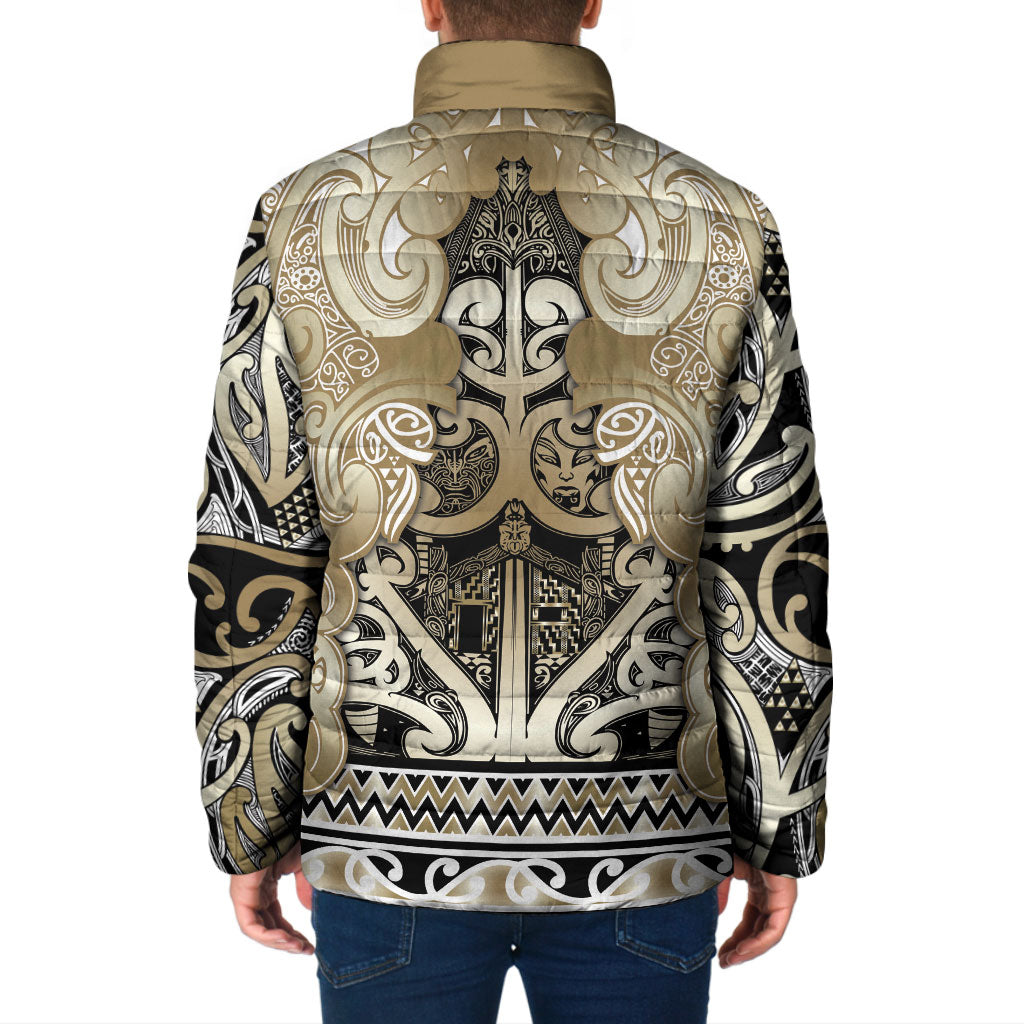 Aotearoa Iwi Waikato Tainui Padded Jacket Maori Wharenui House Tribal Pattern