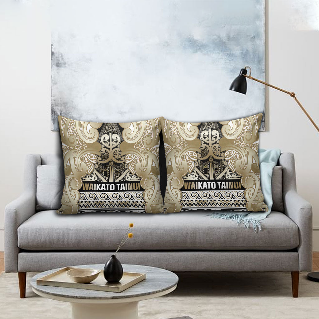 Aotearoa Iwi Waikato Tainui Pillow Cover Maori Wharenui House Tribal Pattern