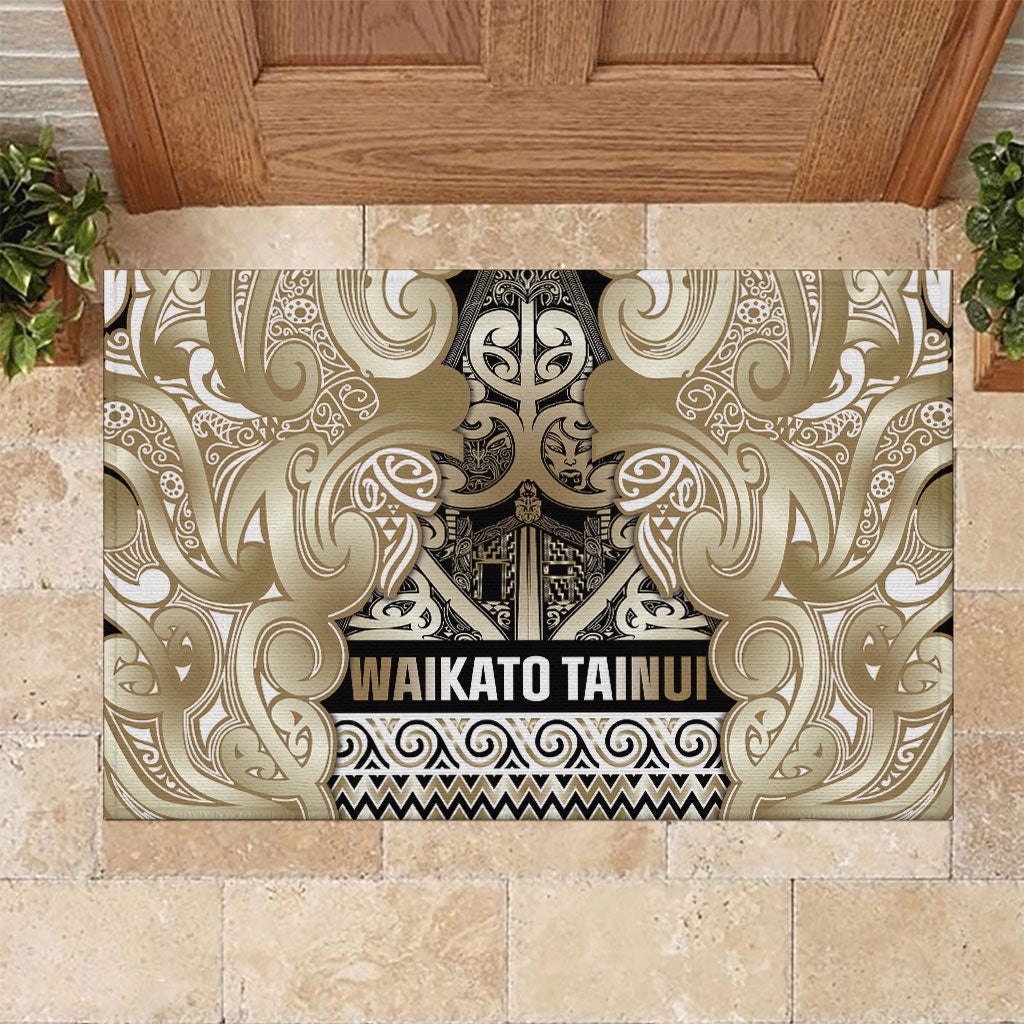 Aotearoa Iwi Waikato Tainui Rubber Doormat Maori Wharenui House Tribal Pattern