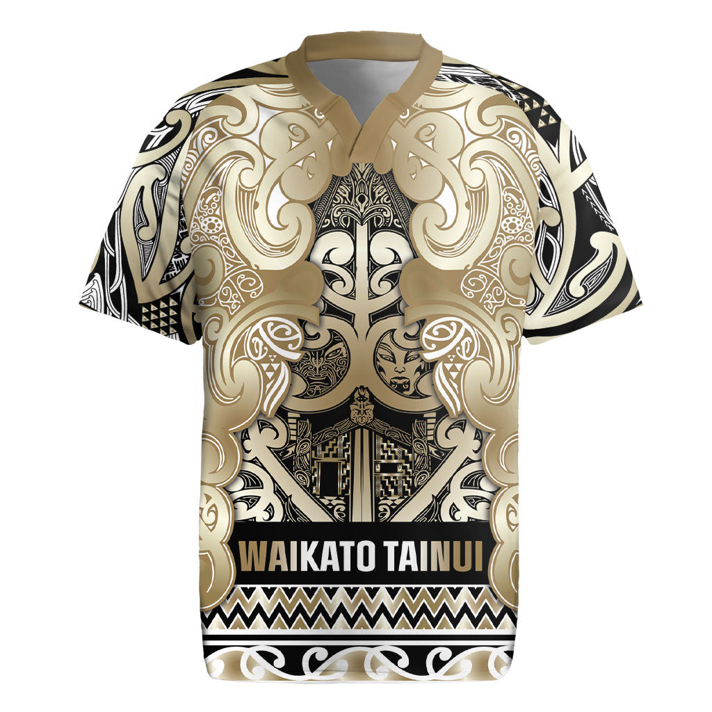 Aotearoa Iwi Waikato Tainui Rugby Jersey Maori Wharenui House Tribal Pattern