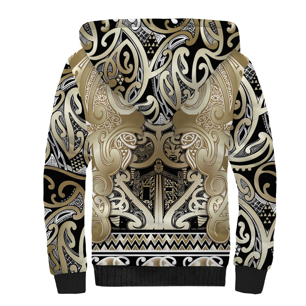 Aotearoa Iwi Waikato Tainui Sherpa Hoodie Maori Wharenui House Tribal Pattern