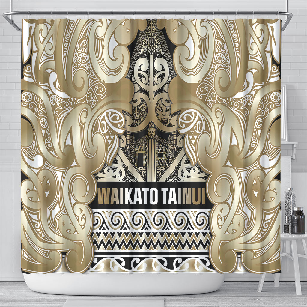 Aotearoa Iwi Waikato Tainui Shower Curtain Maori Wharenui House Tribal Pattern