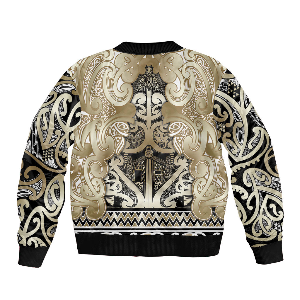 Aotearoa Iwi Waikato Tainui Sleeve Zip Bomber Jacket Maori Wharenui House Tribal Pattern