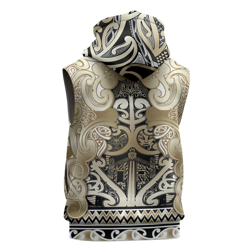 Aotearoa Iwi Waikato Tainui Sleeveless Hoodie Maori Wharenui House Tribal Pattern