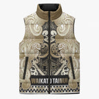 Aotearoa Iwi Waikato Tainui Sleeveless Puffer Jacket Maori Wharenui House Tribal Pattern